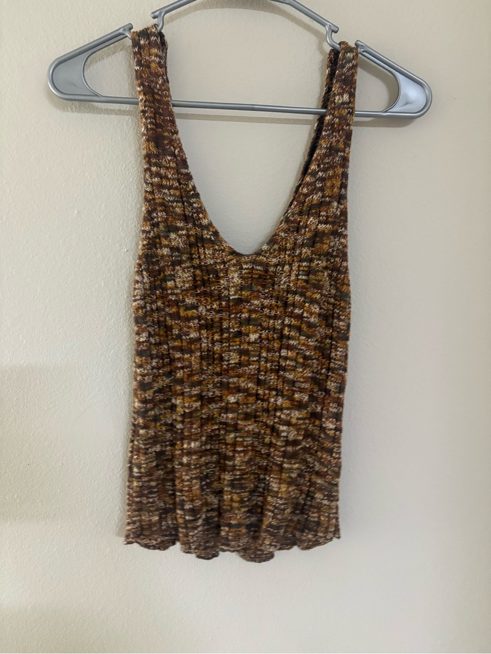 mine Brown Multi-Color Ribbed Scoop Neck Tank